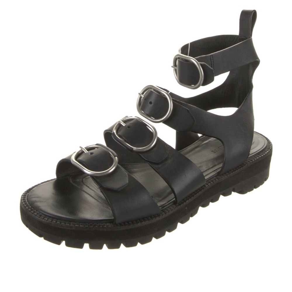 All Saints Leather Gladiator Buckle Sandals